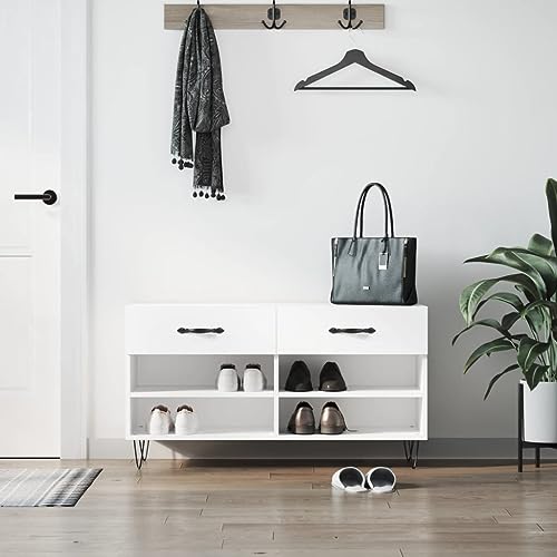 Banc à chaussures blanc contre le désordre pour optimiser les petits espaces - 2