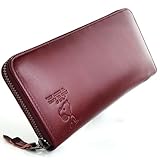 [ピーナッツ] スヌーピー 財布 大人 長財布 姫路レザー ラウンドファスナー 大容量 本革 [90940] (ボルドー)