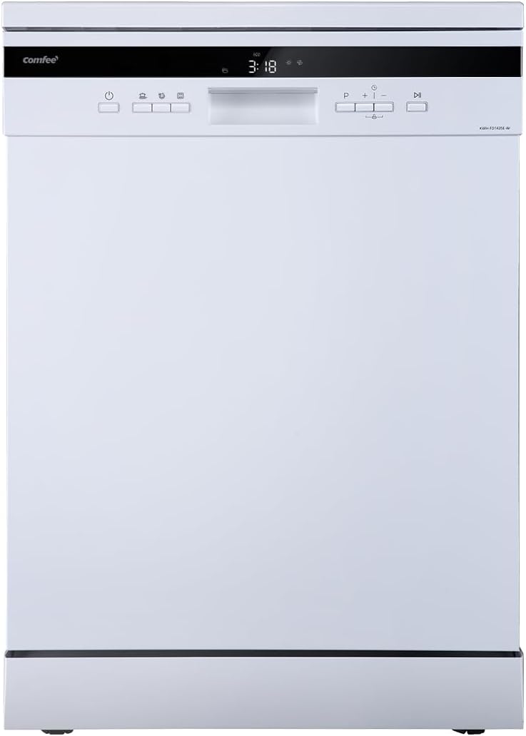 COMFEE FD1435E-X Lave-vaisselle Pose Libre 60cm 14 Couverts 44dB Grand Écran LED Demi-Charge Blanc Classe D