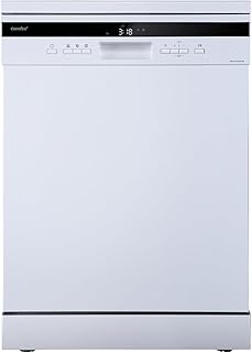 Lave-vaisselle pose libre COMFEE' FD1435E-X pour 14 couverts, grand format, 44 dB, grand écran LED, départ différé, fonctionnalité demi-charge, supports flexibles, blanc