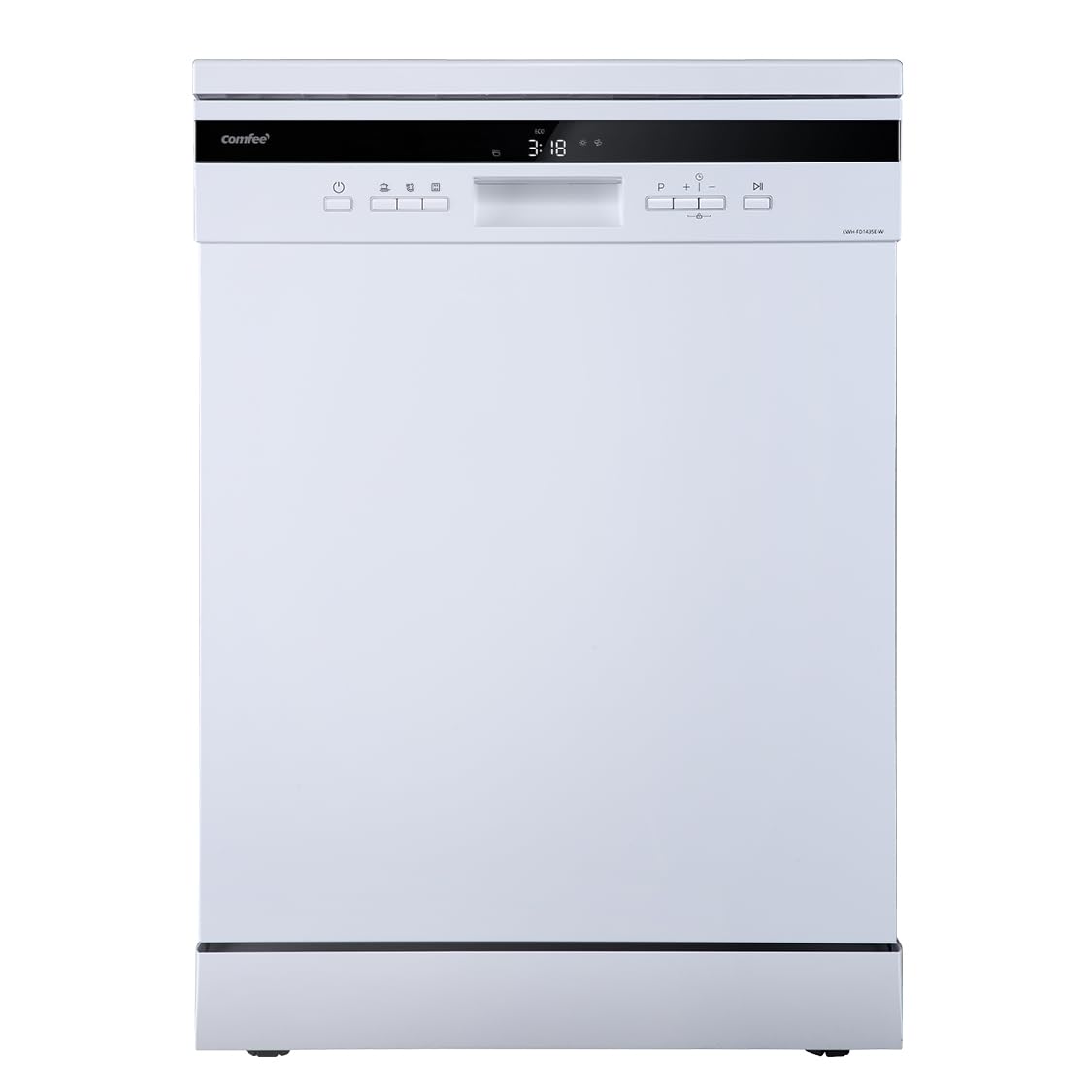 COMFEE' FD1435E-W Lave-vaisselle Pose Libre 14 Couverts, 60 cm, 44 dB | 8 Programmes, Ouverture Automatique, Départ différé, Demi-Charge, Paniers Flexibles, Séchage Intensif, Blanc