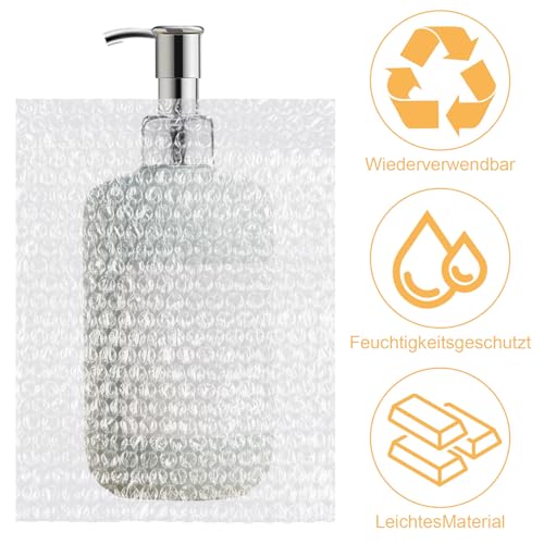 LOLYSIC 200 Stück Luftpolsterbeutel 15 x 20 cm Transparent,Bubble Wrap Polsterfolie,Luftpolstertaschen Knallfolie für Umzug und Versand Verpackung