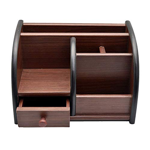LATIQ MART Wooden Pen Stand Big Size with Drawer, Desk Organizer, Mobile Holder & Remote Stand for Office Desk, Table Accessorie Box