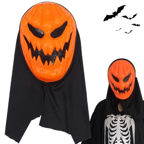 Thryviel Kürbis Maske Halloween | Gruselige Horror Maske mit Weitem Sichtfeld | Atmungsaktiv & Bequem für Erwachsene, Damen & Herren Cosplay, Demon Party Carnival Cosplay Props