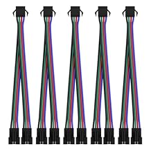 BTF-LIGHTING 5 PCS JST SM 4PIN V Shape 1 to 2 Connectors for 4 Pin SMD WS2801 WS2805 WS2813 WS2815 SK9822 TM1934 APA102 IC Addressable LED Strip Female Male 15CM 22AWG Wire