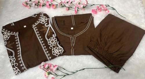 Image of Paribelle 3 Piece Cotton Co-Ord Set with Embroidered Coat