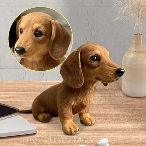 GTFYUDGH Spielzeug Hund Dackel, 17x15x10cm Plüschtier Hund Realistisch Dackel, Dackels Kuscheltier, Süßes Realistisches Wurst Hunden Welpe Stofftier Für Kleinkinder Mädchen Geschenk Geburtstag