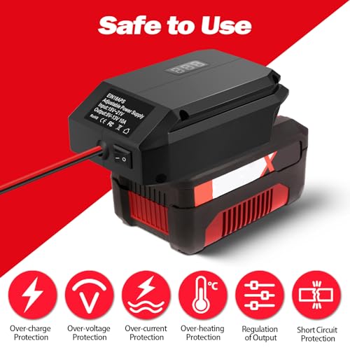 TPDL Spannungsregler Adapter für Einhell 18V PXC Power X-Change Akku, DIY Einstellbare Stromversorgung Ausgang 5V-13V 10A, Mit Anschluss für Zigarettenanzünder im Auto, mit Klemmleiste für DIY