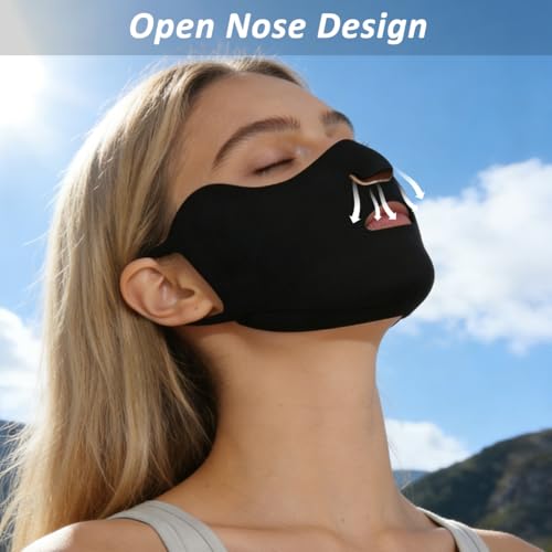 Image of SANNIDHI UV Mask Sun Protection Mask for Women 3Pcs UPF 50+ Breathable Ice Silk UV Protection Masks with Nose & Mouth Open Cut, Traceless Ear Loop Design (Black+Pink+Light Grey)