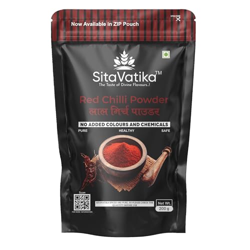 Image of Sitavatika Natural Red Chilli Powder 200gm No Added Colours and Chemicals with Good Spicy Taste and Colorful Spices Lal Mirch Powder for Spicing Up Food No Added Colours and Chemical