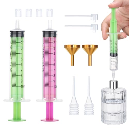Segbeauty Herramienta de Rellenar Perfume a Botella de Viaje, 10ml Jeringa para Sacar Perfumes, Embudo de Metal, Bomba y Pipetas, Reutilizable y Portátil