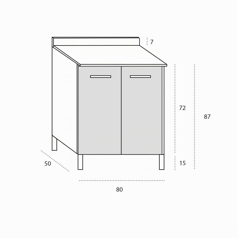 REDÒKASA Base per cucina componibile da 80 cm con 2 ante linea MAKA, realizzata in legno 100% MADE IN ITALY (Tortora)