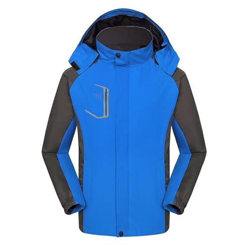 Anorak Damen Winter Wind- Regendichte Windjacke Leichte, Für Den Außenbereich Geeignete Jacke Mit Taschen Schwarze Daunenjacke Mit Gürtel (Blue, XL)
