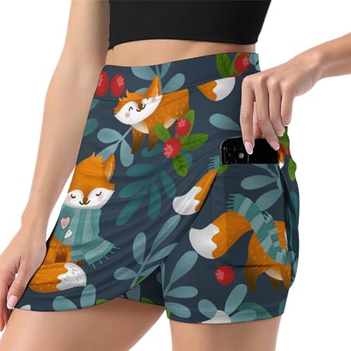 Jupe short de tennis pour femme Feuilles De Renard avec poche intégrée
