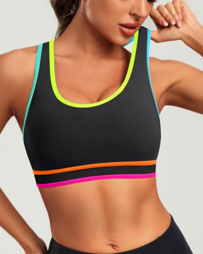Image of Holipick Women's Sports Bra Bikini Tops Racerback Swim Top Scoop Neck Bathing Suits Top Modest Padded Crop Tops Swimsuit Only