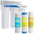 Max Water 3 Stage (Good for City Water) 10 inch Standard Water Filtration System for Whole House - Sediment + GAC + CTO Post Carbon - ¾" Inlet/Outlet - Model : WH-SW1