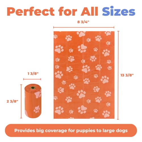 Image of Best Pet Supplies Dog Poop Bags for Waste Refuse Cleanup, Doggy Roll Replacements for Outdoor Puppy Walking and Travel, Leak Proof and Tear Resistant, Thick Plastic - Orange, 240 Bags