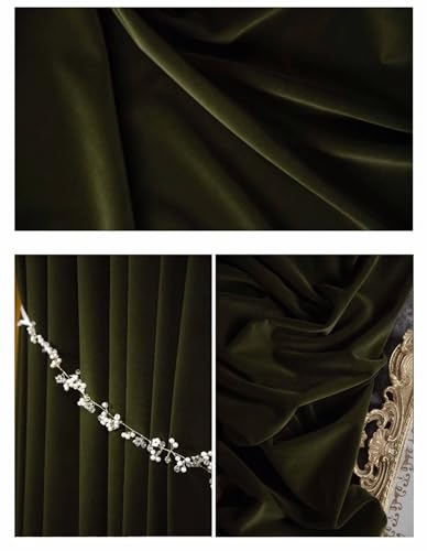 Rideaux chevrons vert olive transparents au tissage élégant