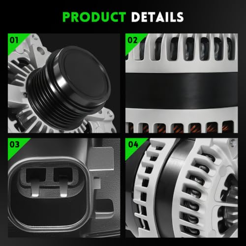 Image of 11792N New Alternator 180AMP Replacement for 2014-2021 Ram ProMaster 1500, ProMaster 2500, ProMaster 3500 3.6L, 6-Groove Decoupler Pulley 12V, Replace# 2100795, 2101201, 421000-7120