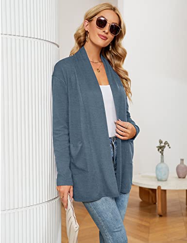 Image of Micoson Women's Long Sleeve Open Front Cardigan Casual Loose Lightweight Cardigans with Pockets