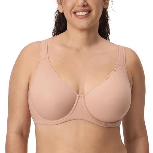 Image of DELIMIRA Women's Inbarely Plus Full Coverage Bra Plus Size Underwire Unlined Seamless Bras