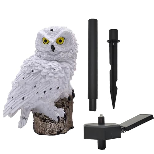 Lampe solaire jardin chouette extérieure étanche avec piquet pour décoration terrasse