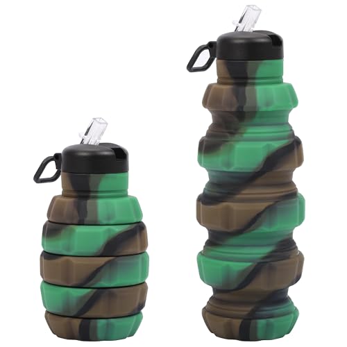 BELLE VOUS Borraccia Palestra - Borraccia 500 ml Ermetica - Borraccia Sportiva Portatile - Borraccia Pieghevole in Silicone Riutilizzabile - Bottiglia per Sport Campeggio Viaggio