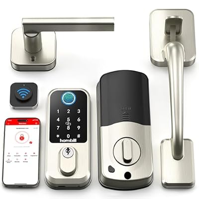 WiFi Fingerprint Smart Door Lock: Keyless Entry Door Lock Deadbolt with Handle,Hornbill Smart Locks for Front Door, Entry Door Keypad Lock Set, Electronic Digital Biometric Bluetooth Lock-Satin Nickel