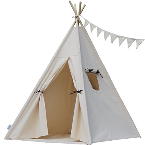 Original Canvas Teepee with Floor, Poles, Pocket, Bunting & Hand Bag