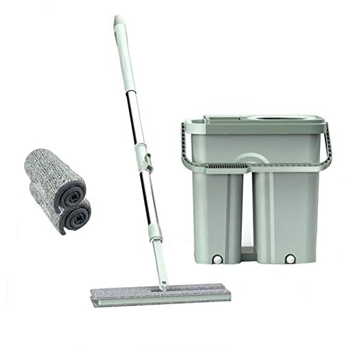 SY-Home Juego de trapeador y Cubo Giratorio, Innovador Cubo Doble Interior húmedo y seco Trapeador de Acero Inoxidable con Dos Almohadillas de trapeador reemplazables