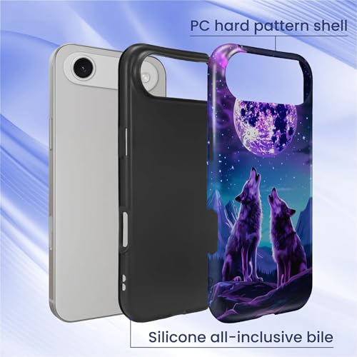 Coque PT 17 A silicone liquide antichoc, protection mobile imprimé loup - 4