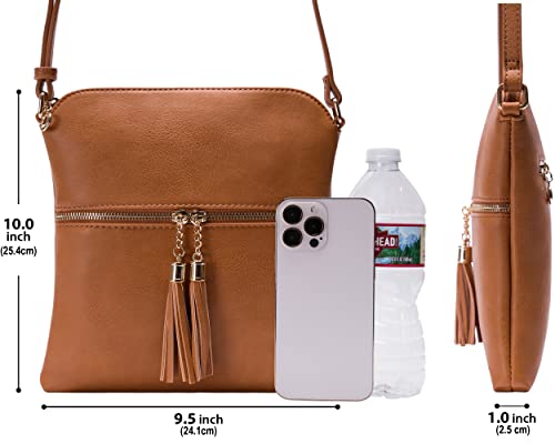 Image of Solene Womens Lightweight Medium Crossbody Purse with Tassel, Perfect Size Crossbody Bags for Daily Use, travel