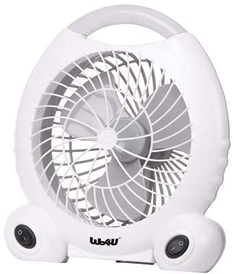 jay ambe We4U 3Volt 6 Inch ACDC Rechargeable Fan Inbuilt Lithium 4 Ah Battery (White)