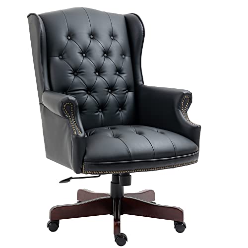 330Lbs Executive Office Chair, Ergonomic Design High Back Reclining Comfortable Desk Chair, Thick Padded Seat & Backrest, Pu Leather Desk Chair W/Smooth Glide Caster Wheels For Home Office - Black #TOP30