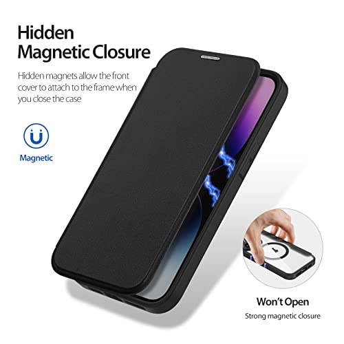 Étui à rabat pour iPhone 14 Pro résistant aux chocs protection noire - 4