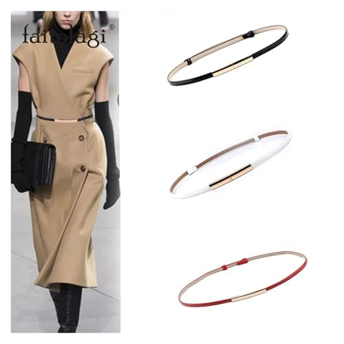Adjustable Elastic Ladies Dress Waist Belt Slim Leather Women Belt Gold Buckle Black White Blue Skinny Female3