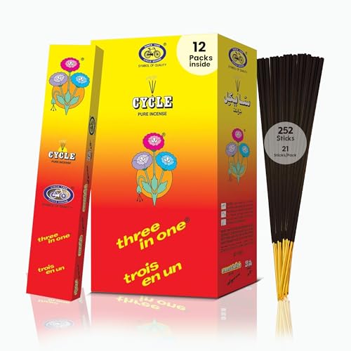 Image of Cycle Three in One Incense Sticks – 3 Signature Fragrances(Lily, Fancy & Intimate) for Meditation, Relaxation & Home Ambience-21 Agarbathi/Pack, 12 Packs/Box(9 Inch-252 Agarbatti)|40 Min Burning Time