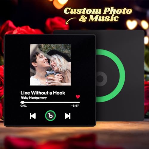Custom Music Fridge Magnet Personalized Anniversary Wedding Gifts for Couples Women Men Customized Spotify Song Music Player Photo Magnet for Refrigerator, Mothers Day Birthday Gifts for Mom