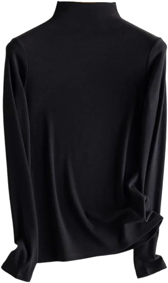 Women Bottoming T Shirt, Silk Viscose Blend, Long Sleeves, Solid Basic Thermal Shirt