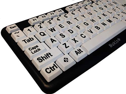 Nuklz N Large Print Computer Keyboard | Visually Impaired Keyboard | High Contrast Black And White Keys Makes Typing Easy | Perfect For Seniors And Those Just Learning To Type #TOP3