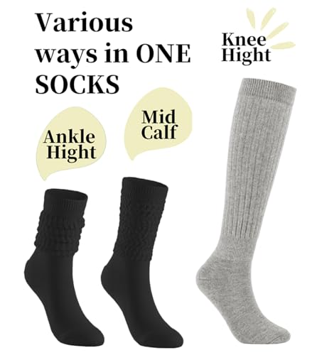 Image of Slouchy Socks for Women Stretchy Knee-High Scrunch Socks Soft Long Slouch Boot Socks