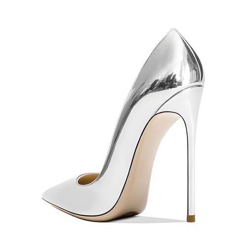 Image of Women's Pointed Toe Shallow Stiletto Heels 4.7 Inch Pumps Wedding Party Banquet Shoes