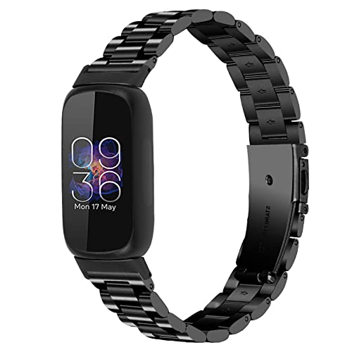 Compatible with Fitbit Inspire 3 Metal Bands, Stainless Steel Wristband with Tools Adjustable Bracelet Sport Strap for Women Men (Black) by Turnwin - Used condition - CA$15.15
