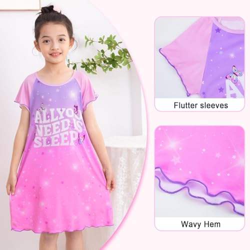 MHJY Girls Nightgown, Summer Kids Pjs, Casual Sleep Dress Toddler Nightgowns for girls 3-10 Years2