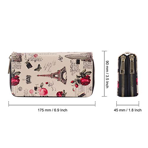 Image of XEYOU Double Zipper Long Clutch Wallet Cellphone Wallet for Women with Removable Wristlet Strap for Credit Card, Cash, Coin, Bill