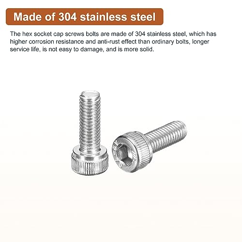 DTGN M5x14mm Socket Head Cap Screws Bolts, 40Pcs 304 Stainless Steel 18-8, Metric Machine Hex Socket Screw, Hex Drive - Image 3