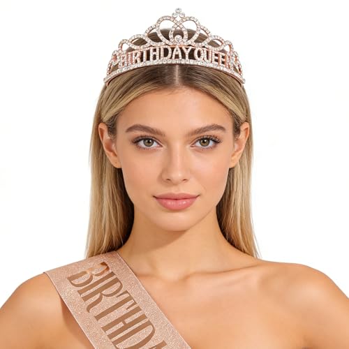 Coronas de cumpleaños para mujer que no se caen con banda ajustable para protocolo 2