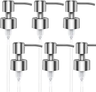 BabyElf Soap Dispenser Pump Head Replacement Spare for Standard 28/400 (26 mm - 28mm) Neck Size - Stainless Steel Brushed Finish ( 6 Pcs, Silver )