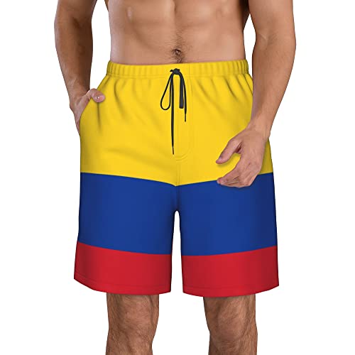 fifbird Maillot de bain pour homme avec motif drapeau du bermuda à séchage rapide avec doublure en maille, Drapeau de la Colombie, XL