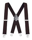 Buyless Fashion 48’’ Men’s Heavy Duty 2” Wide Elastic Adjustable X Back Suspender-5116-Brown